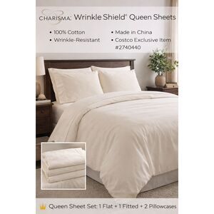 Charisma WrinkleShield Sheet Set | 100% Cotton | Costco